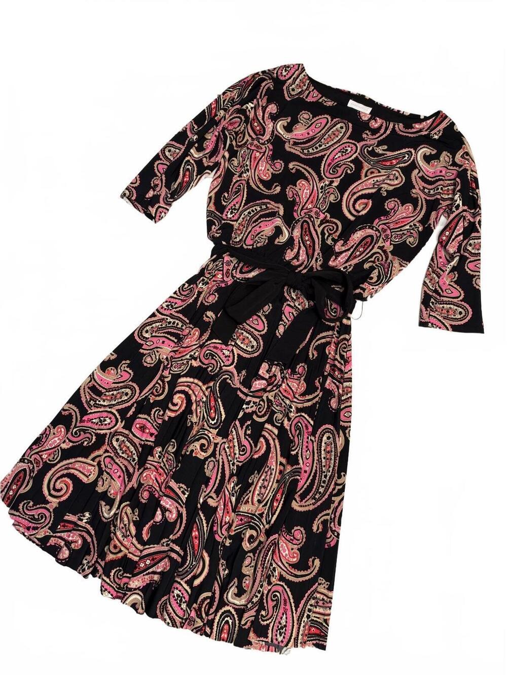Charter Club black pink paisley dress size M
